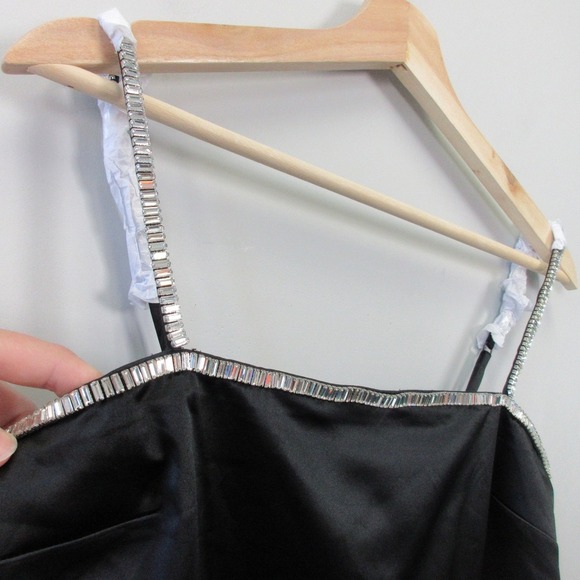 Abercrombie & Fitch Satin Slip Dress XS Black Mini Beaded Going Out Party 352 - Picture 9 of 12